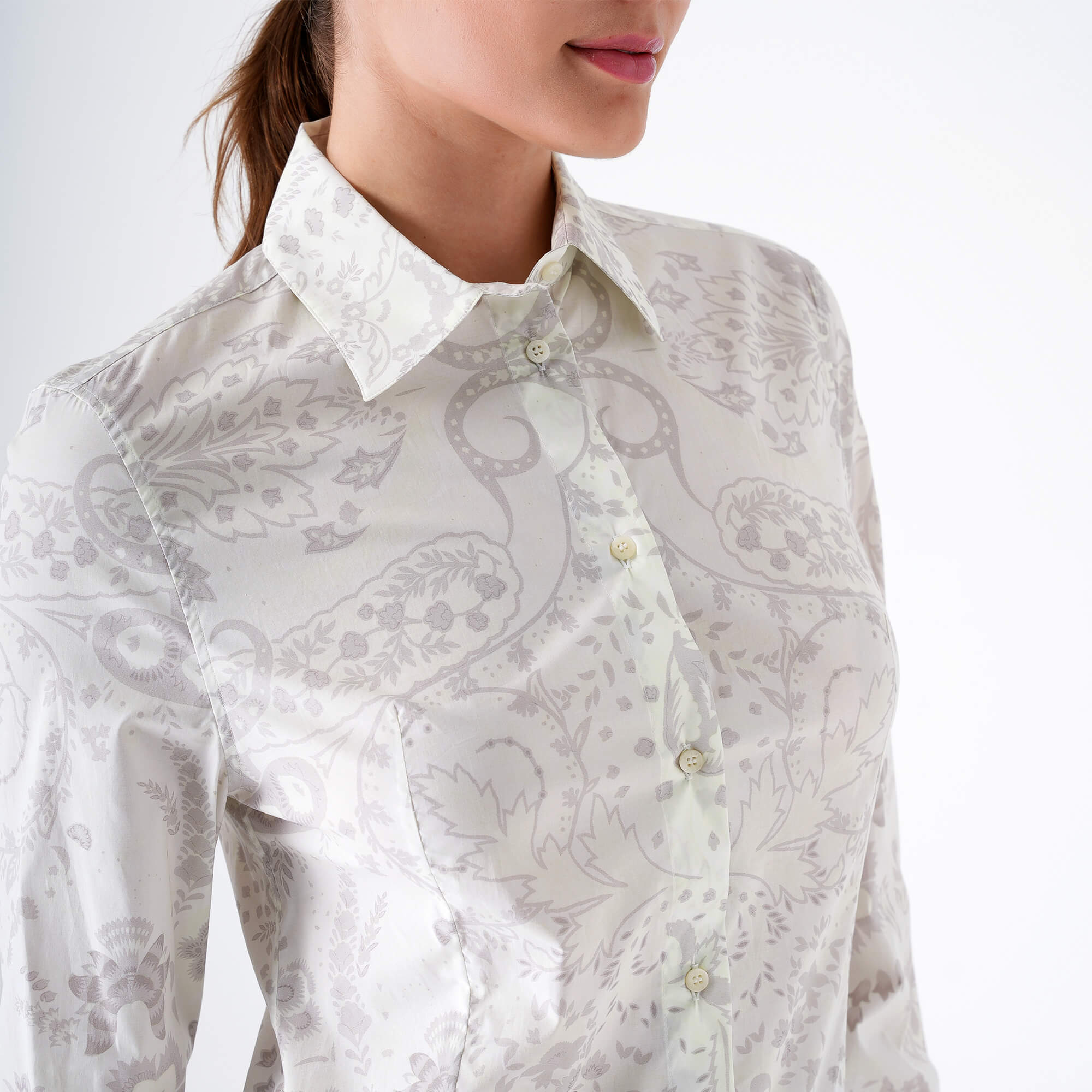 Etro - White&Grey Paisley Cotton  Shirt